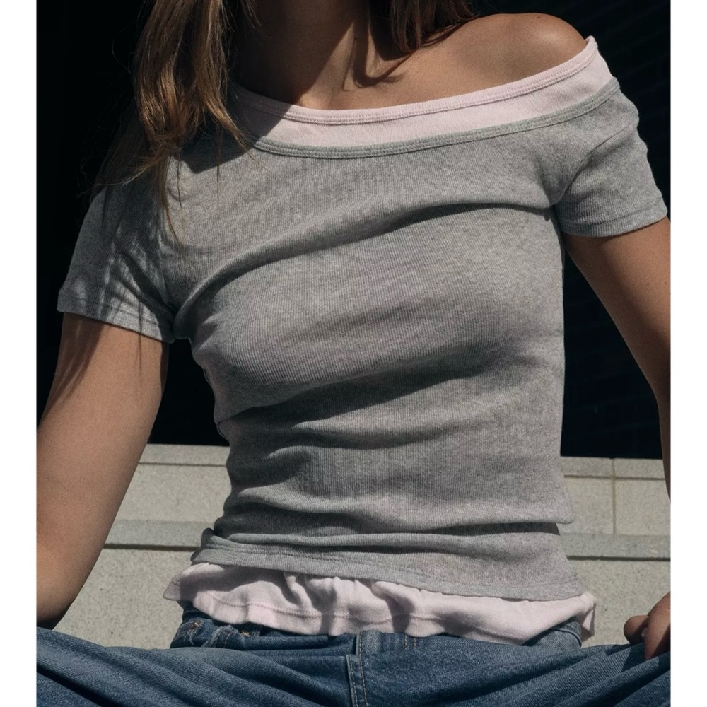 NWT ZARA ASYMMETRIC DOUBLE T-SHIRT